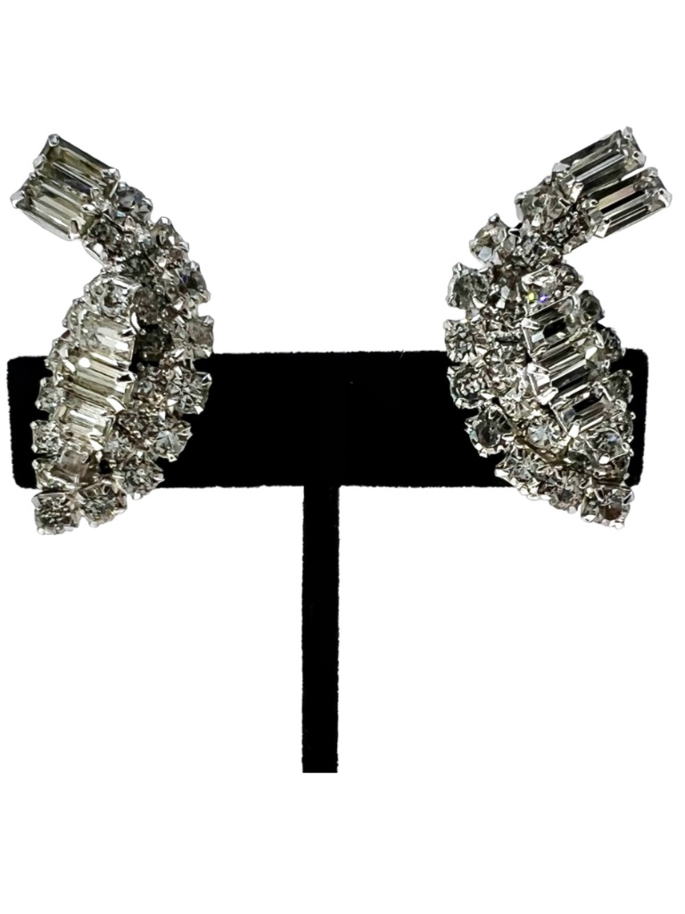 Vintage Kramer Clear Rhinestone Clip Earrings